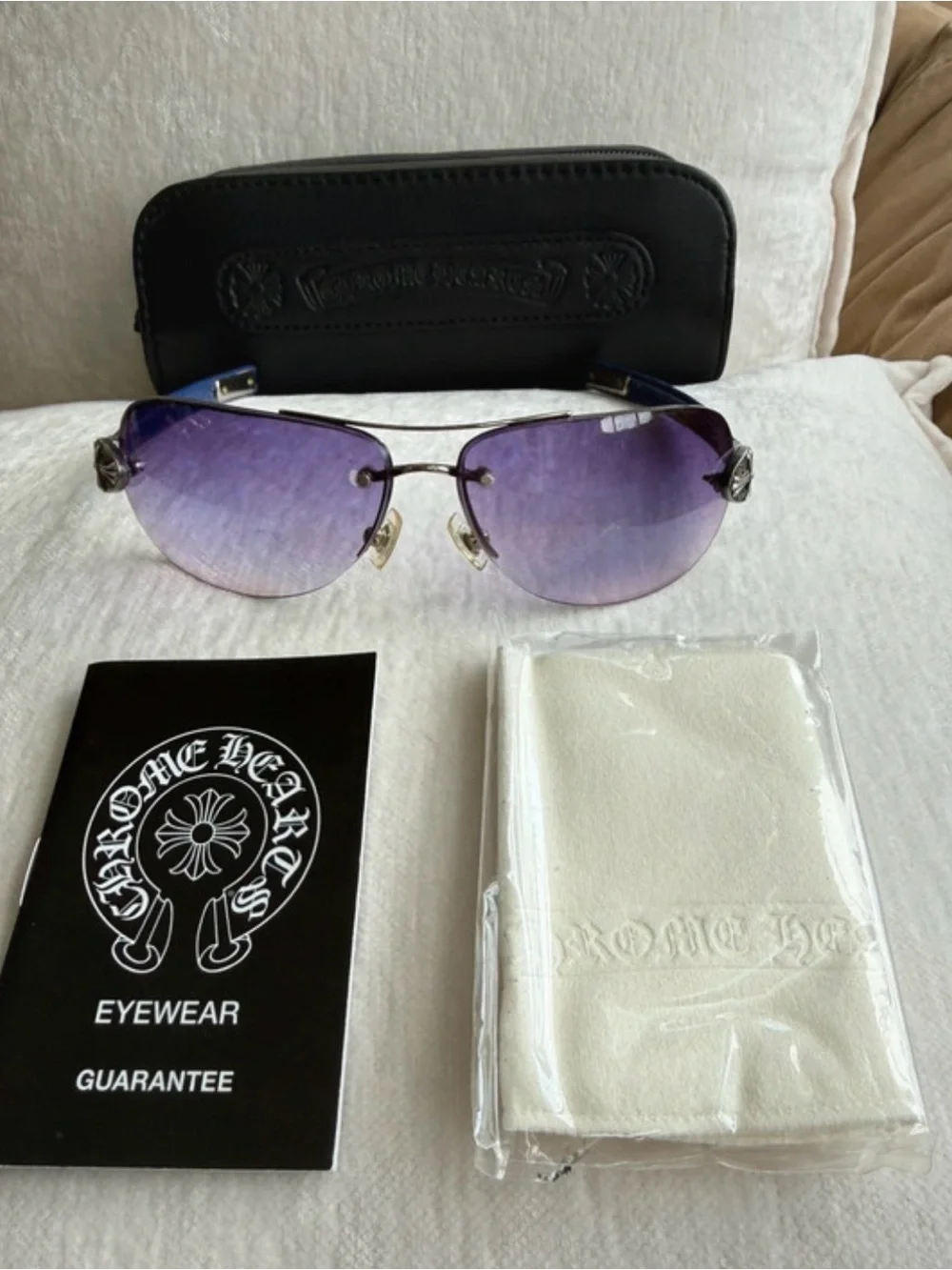 Chrome Hearts Purple Gradient Rimless Sunglasses with Silver Accents
